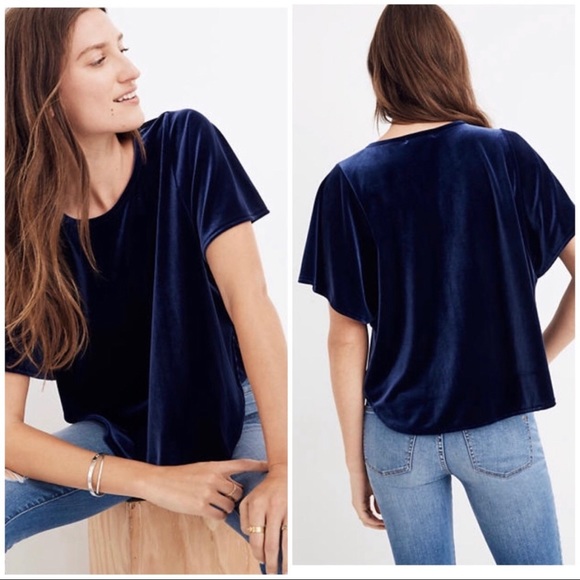 Madewell Tops - NWT MADEWELL | Blue Velvet Butterfly Top Sz. L